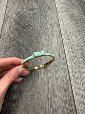 Kate Spade Gold-Tone Mint Enamel Bow Bangle Bracelet